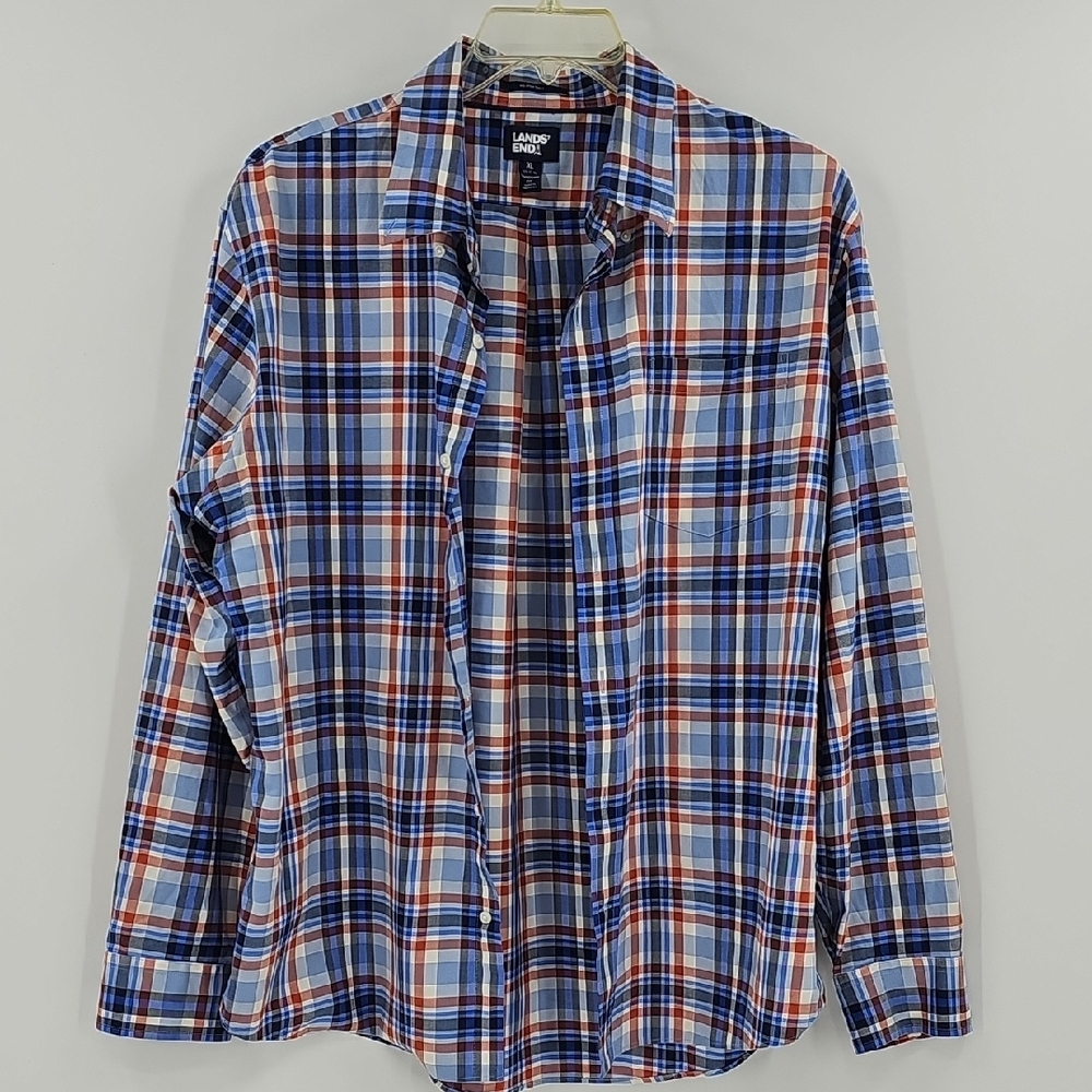 Lands' End Men's Plaid Button-Down Shirt Size XL 17 - 17 1/2